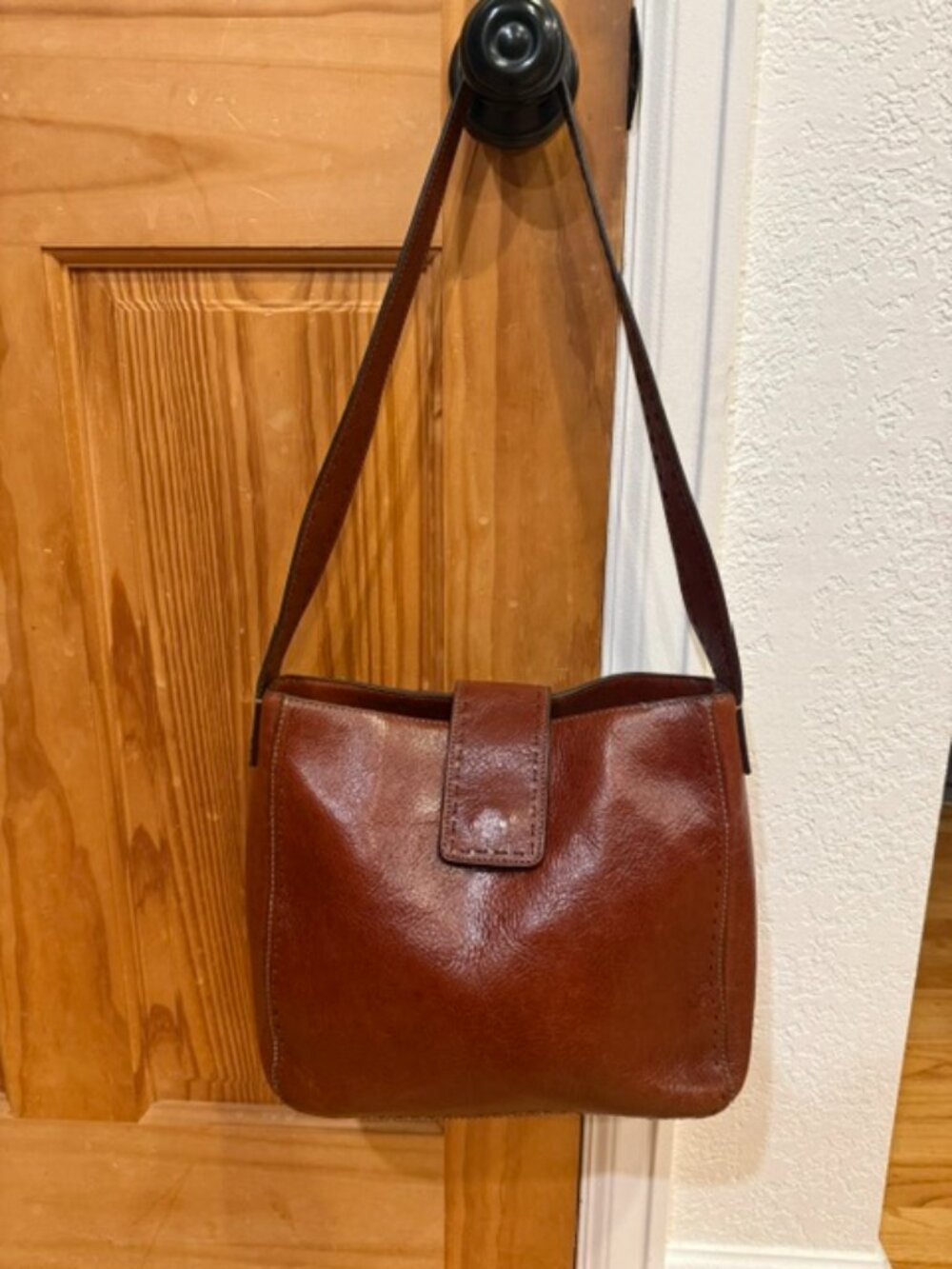 Fossil Long Live Vintage 1954 Cognac Brown Leather Shoulder Bag